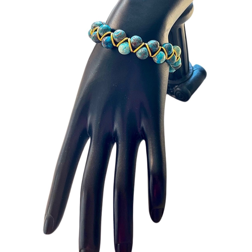 🌟 Handmade agate gemstone beaded turquoise bracelet